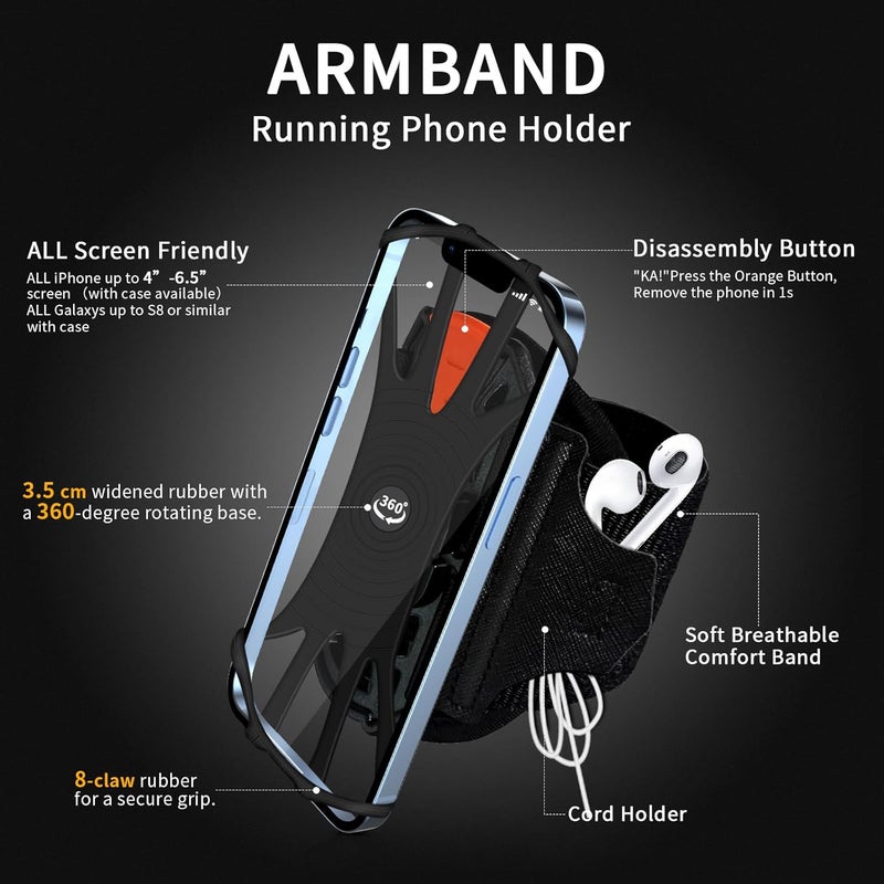 OOPSCOOL Wristband Phone Holder for Running,Phone Wrist Strap 360° Rotation & Detachable - Compatible with iPhone 16/15/13/XR, for Samsung and More - Fits 4''-6.5'' Phones - for Walking(S) - Image 5